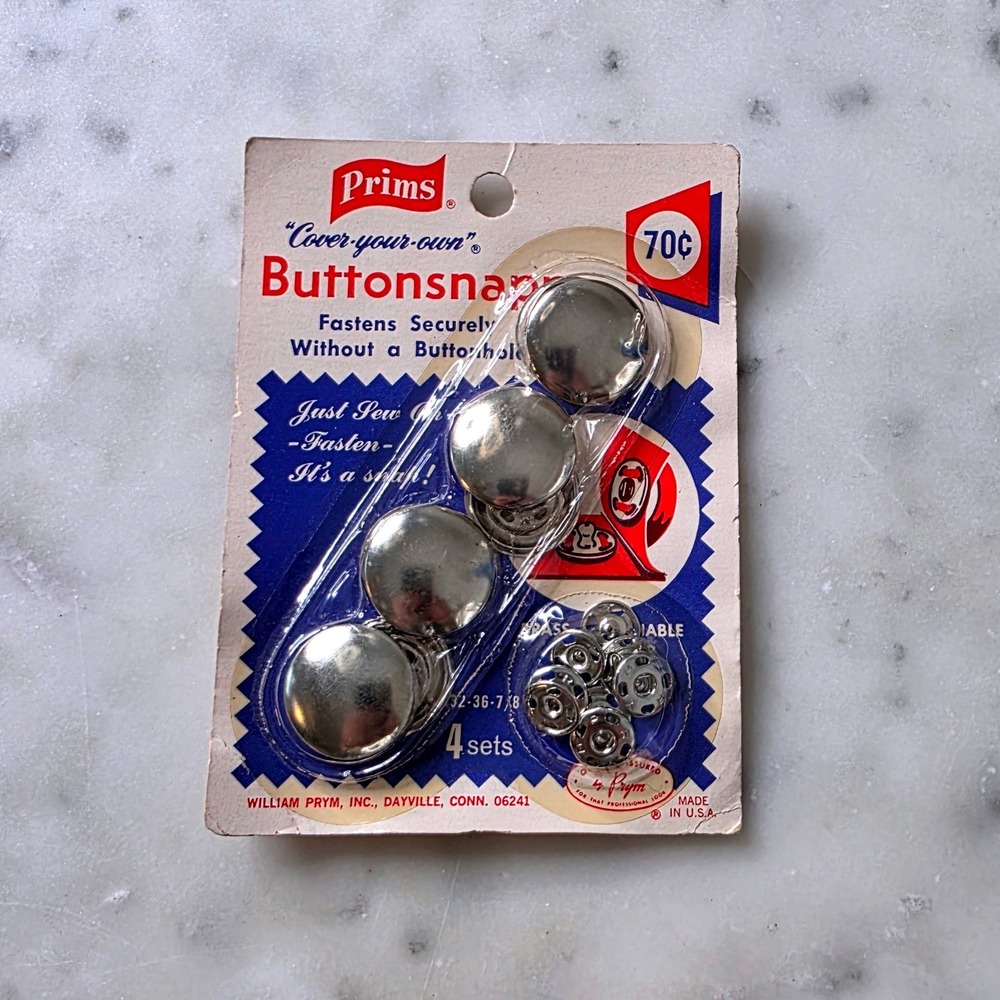 Vtg Prims Cover-Your-Own Buttonsnapp Silver Metal Snaps 4 Sets USA New Old stock